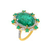 Emerald Green / 7 Mega Diamond X Emerald Ring 14K - Adina Eden's Jewels