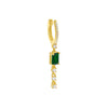 Emerald Green / Single Colored Baguette Drop Huggie Earring  - Adina Eden's Jewels