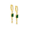 Emerald Green / Pair Colored Baguette Drop Huggie Earring  - Adina Eden's Jewels