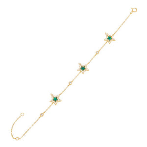 Emerald Green Pavé Triple Star Stone Bracelet - Adina Eden's Jewels