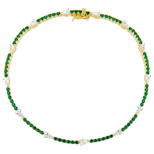 Emerald Green CZ Colored Teardrop Tennis Anklet - Adina Eden's Jewels