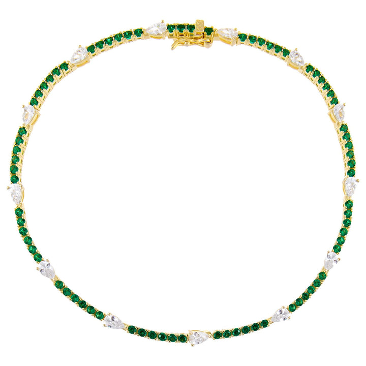 Emerald Green CZ Colored Teardrop Tennis Anklet - Adina Eden's Jewels
