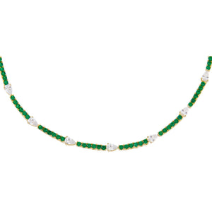 Emerald Green CZ Colored Teardrop Tennis Choker - Adina Eden's Jewels