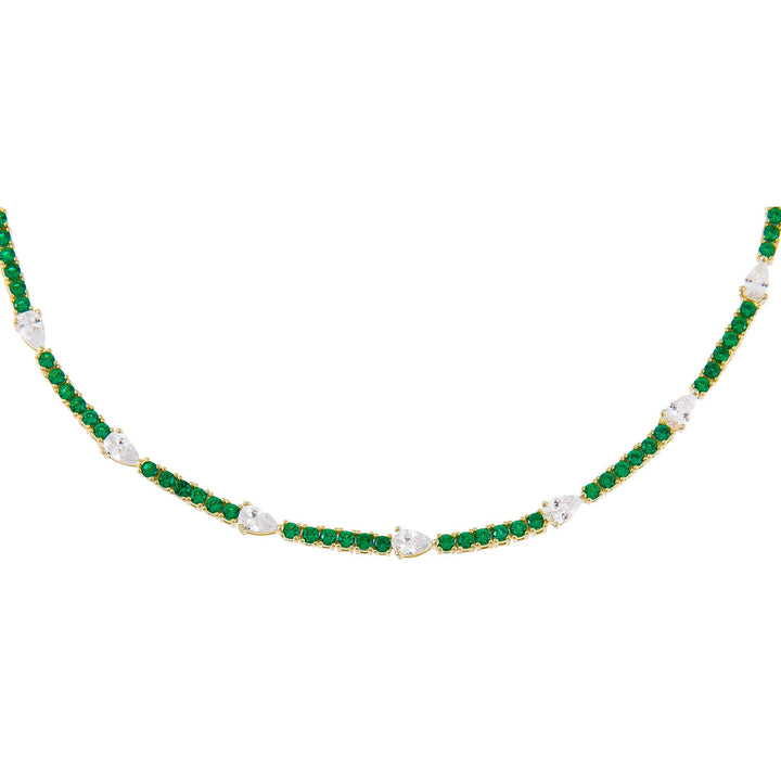 Emerald Green CZ Colored Teardrop Tennis Choker - Adina Eden's Jewels