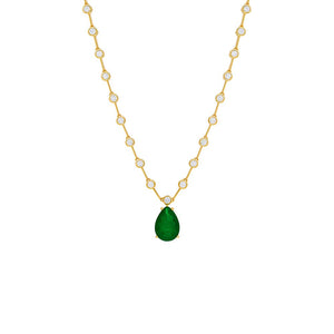 Emerald Green Colored Teardrop X Bezel Tennis Necklace - Adina Eden's Jewels