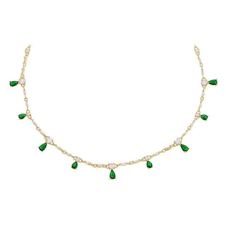Emerald Green Dangling Colored Stones Choker - Adina Eden's Jewels