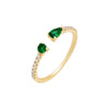 Emerald Green / 5 Colored Double Stone Open Ring - Adina Eden's Jewels