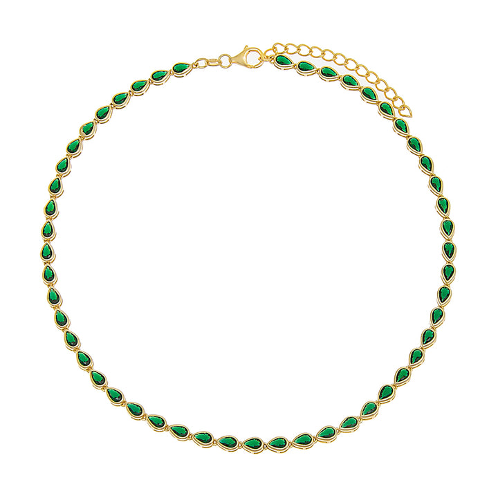  Colored Teardrop Bezel Tennis Necklace - Adina Eden's Jewels