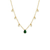 Emerald Green Colored Dangling Teardrop X Solitaire Bezel Necklace - Adina Eden's Jewels
