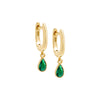 Emerald Green / Pair Colored Dangling Teardrop Huggie Earring - Adina Eden's Jewels