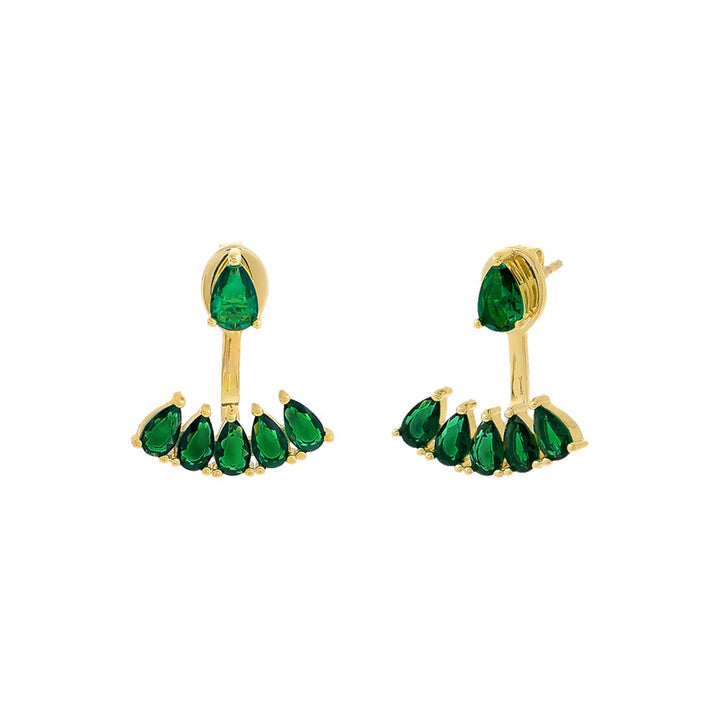 Green Colored Teardrop Ear Jacket Stud Earring - Adina Eden's Jewels