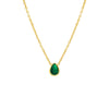Emerald Green / Pear Colored Pear Bezel Solitaire Necklace - Adina Eden's Jewels