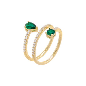 Emerald Green / 6 Colored Multi Shape Wrap Ring - Adina Eden's Jewels