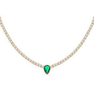 Emerald Green CZ Emerald Teardrop Tennis Choker - Adina Eden's Jewels