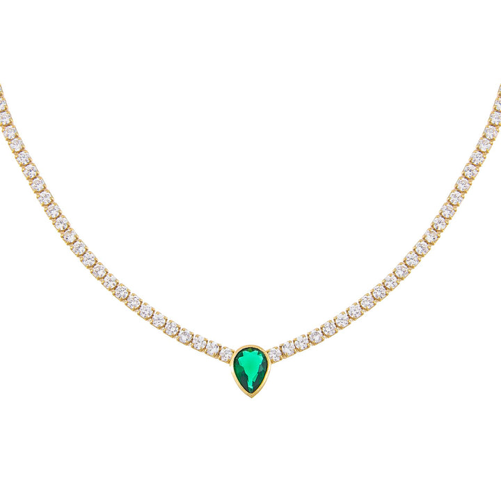 Emerald Green CZ Emerald Teardrop Tennis Choker - Adina Eden's Jewels