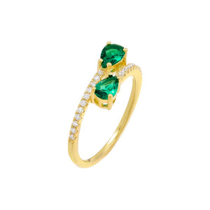 Emerald Green / 5 Emerald Teardrop Wrap Ring - Adina Eden's Jewels