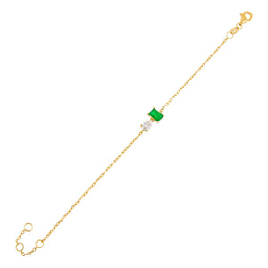 Emerald Green CZ Colored Emerald X Teardrop Bracelet - Adina Eden's Jewels