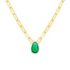 Emerald Green Emerald Teardrop Paperclip Necklace - Adina Eden's Jewels