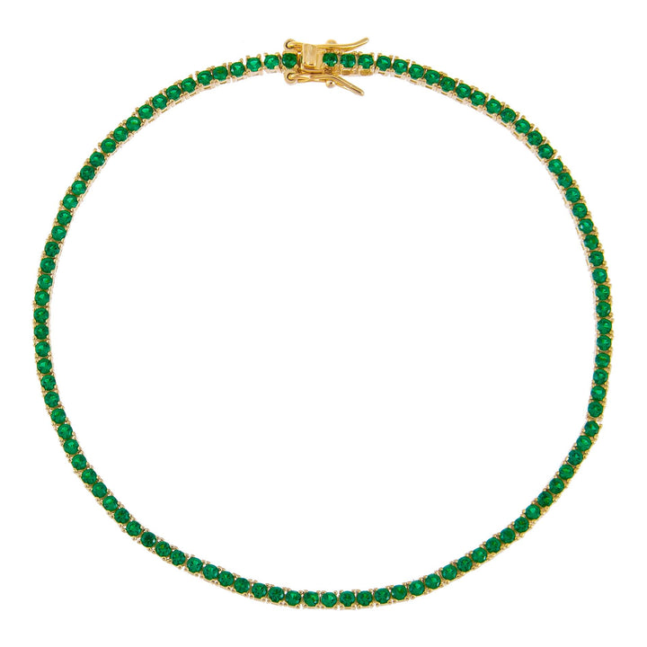 Emerald Green Colored Tennis Anklet - Adina Eden's Jewels