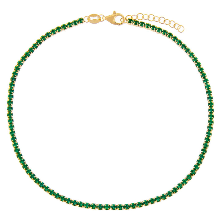 Emerald Green / 2 MM Thin Colored Tennis Anklet - Adina Eden's Jewels