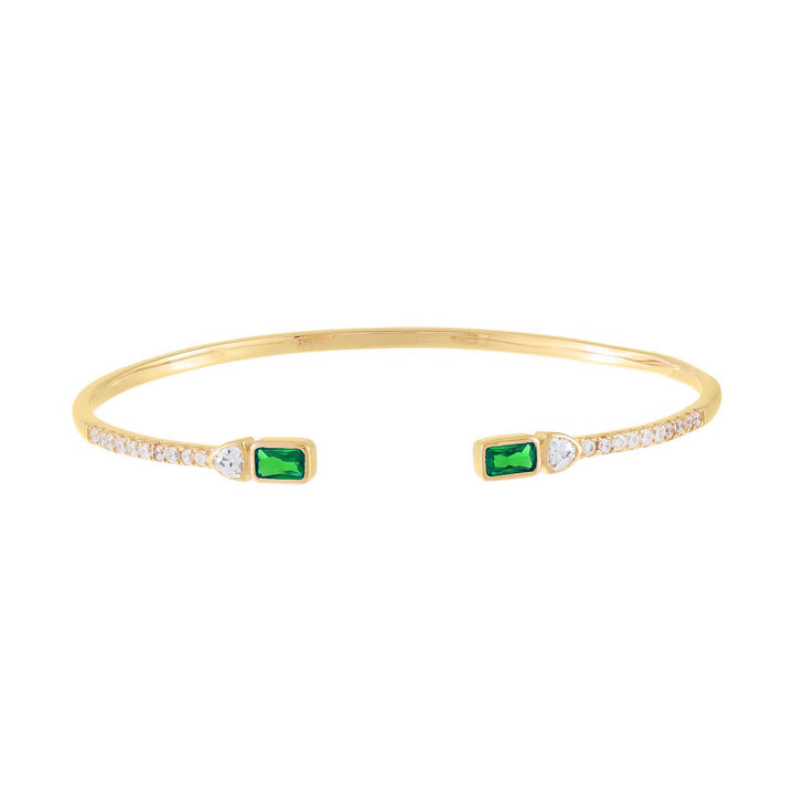 Emerald Green CZ Colored Baguette Bangle - Adina Eden's Jewels