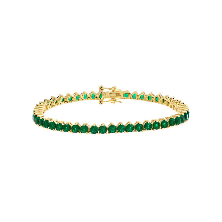 Emerald Green Colored Three Prong Tennis Bracelet - Adina Eden's Jewels