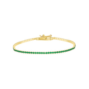Emerald Green Thin Gemstone Tennis Bracelet - Adina Eden's Jewels