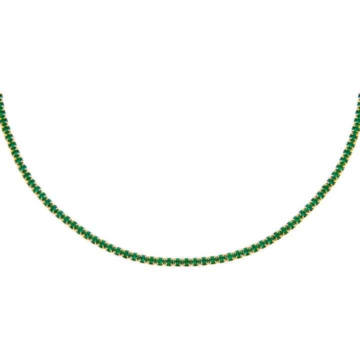 Emerald Green / 2 MM Thin Colored Tennis Choker - Adina Eden's Jewels