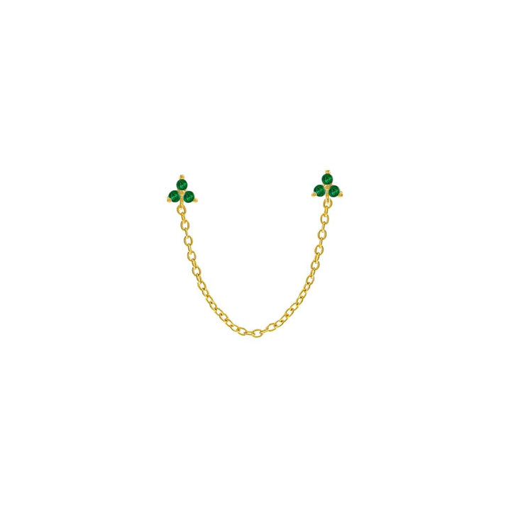 Emerald Green / Single Double Trio Cluster Chain Stud Earring - Adina Eden's Jewels