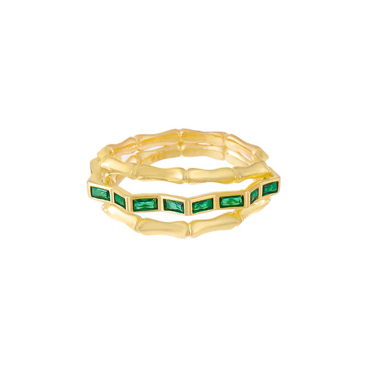  Emerald Triple Row Bamboo Ring - Adina Eden's Jewels