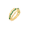 Gold / 6 Emerald Triple Row Bamboo Ring - Adina Eden's Jewels