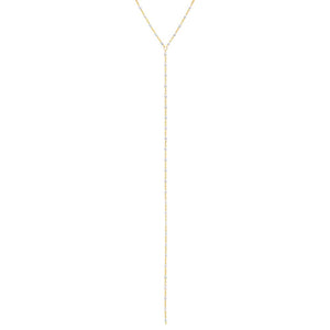 White Enamel Beaded Lariat - Adina Eden's Jewels