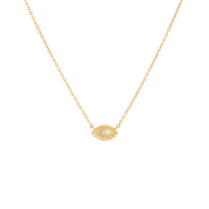 Gold CZ Beaded Evil Eye Pendant Necklace - Adina Eden's Jewels