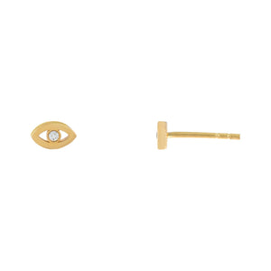 14K Gold Diamond Bezel Evil Eye Stud Earring 14K - Adina Eden's Jewels