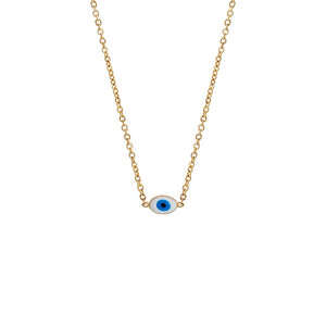 14K Gold Tiny Enamel Evil Eye Necklace 14K - Adina Eden's Jewels