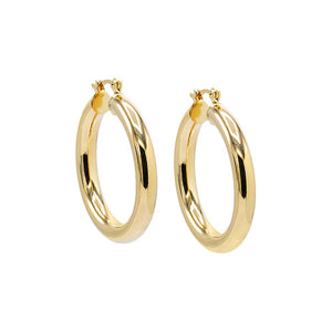 Gold / 35 MM Adina Eden's Chunky Hollow Hoop Earring - Adina Eden's Jewels