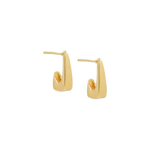 Gold / Pair Solid Graduated Elongated Open Hoop Stud Earring - Adina Eden's Jewels