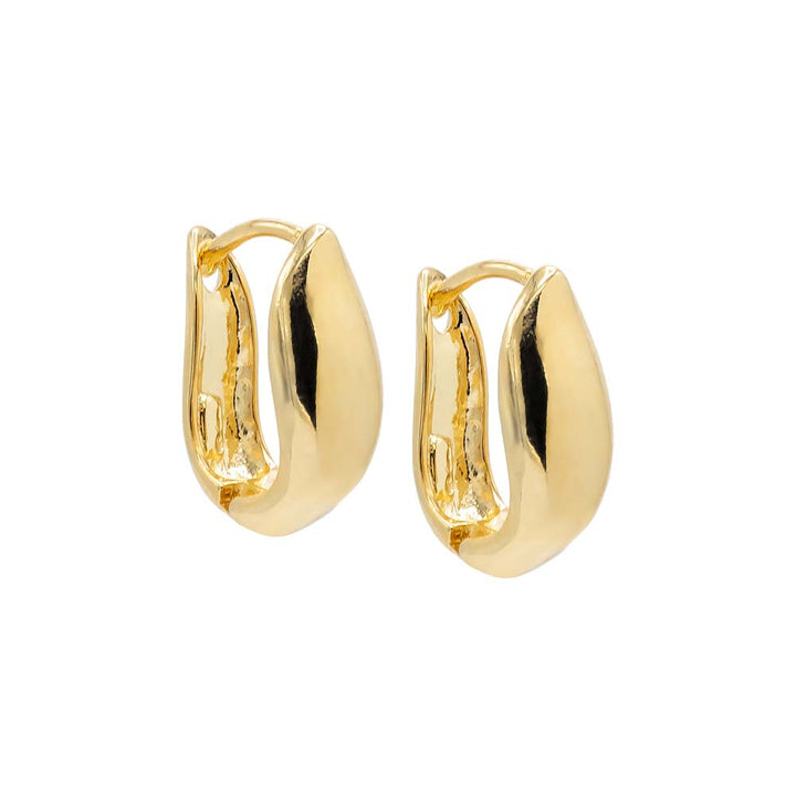 Gold / Pair Chunky Swirled U-Shape Hoop Earring - Adina Eden's Jewels