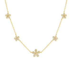 Gold CZ Multi Flower Necklace - Adina Eden's Jewels