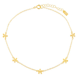 Gold Solid Multi Flower Anklet - Adina Eden's Jewels