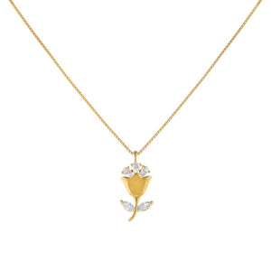 Gold CZ Flower Box Chain Necklace - Adina Eden's Jewels