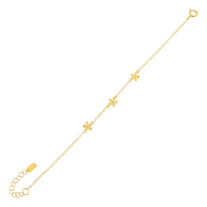 Gold Solid Multi Flower Bracelet - Adina Eden's Jewels