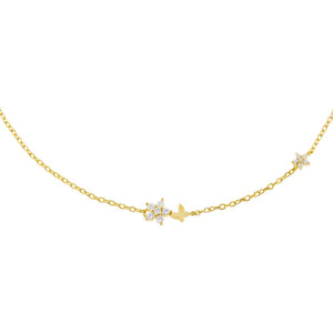 Gold Tiny CZ Butterfly X Flower Choker - Adina Eden's Jewels