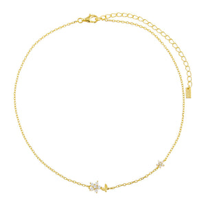  Tiny CZ Butterfly X Flower Choker - Adina Eden's Jewels
