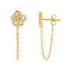 Gold CZ Rose Flower Chain Huggie Earring - Adina Eden's Jewels