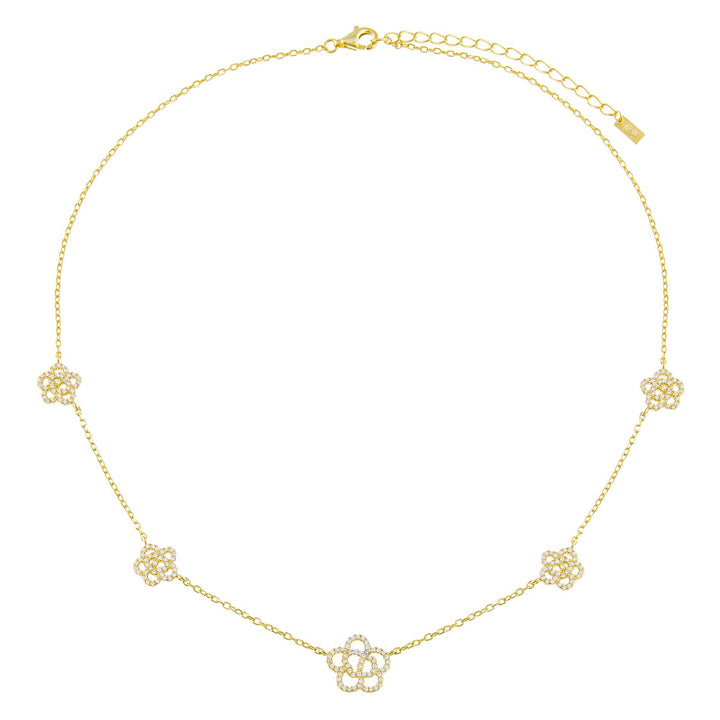  CZ 5 Rose Flower Necklace - Adina Eden's Jewels