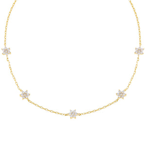 Gold CZ Multi Flower Link Choker - Adina Eden's Jewels