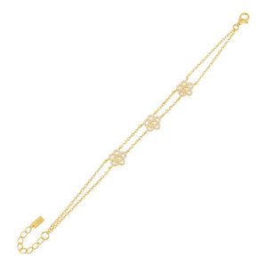 Gold CZ Triple Rose Flower Bracelet - Adina Eden's Jewels