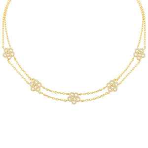 Gold Pavé Multi Rose Double Chain Choker - Adina Eden's Jewels