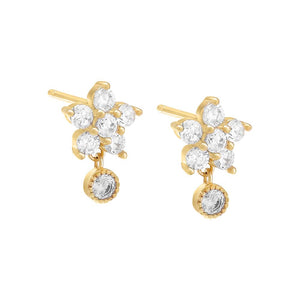 Gold / Pair Colored Flower X Dangling Bezel Stud Earring - Adina Eden's Jewels